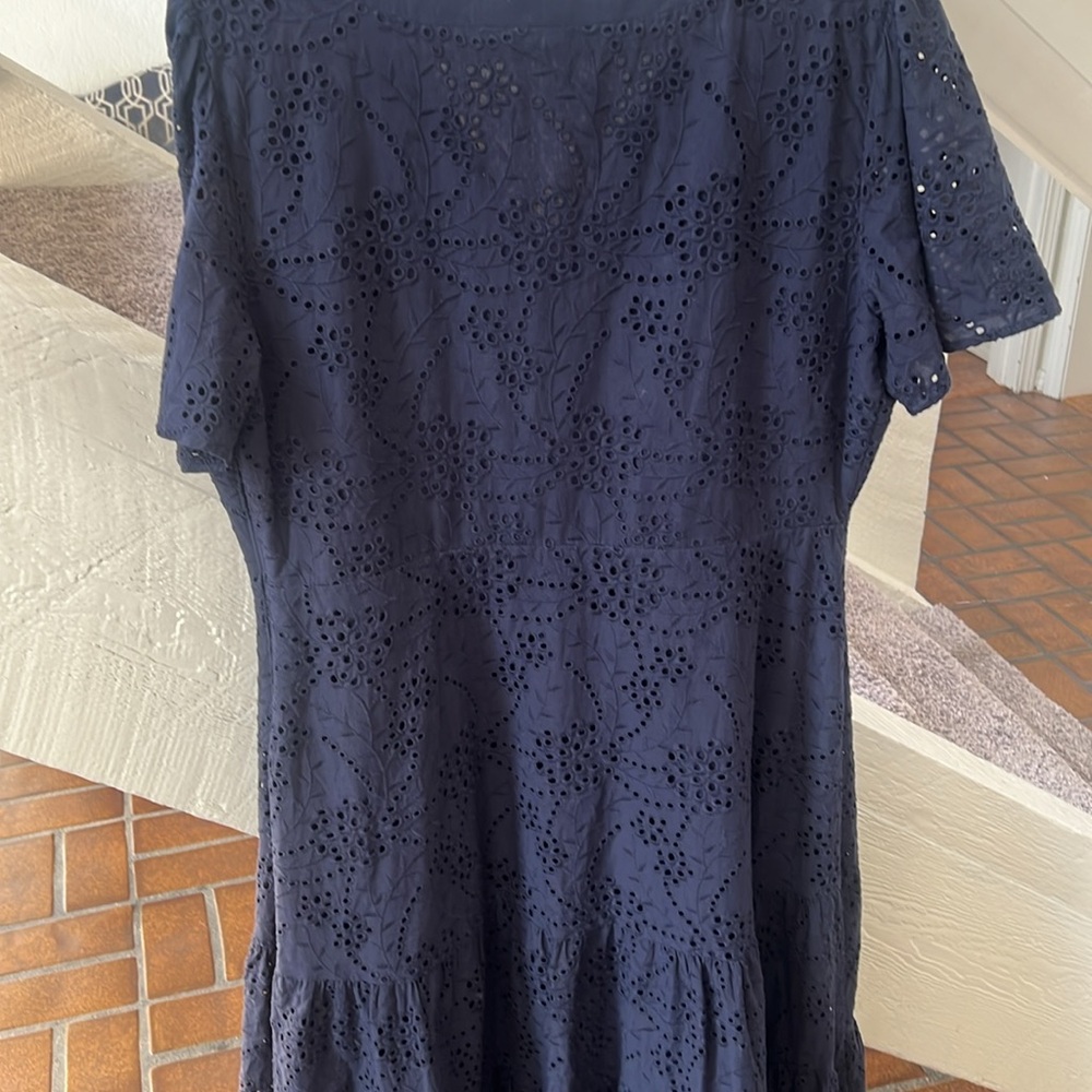 NWOT Chico’s cotton navy eyelet maxi dress size 12 - Picture 5 of 5